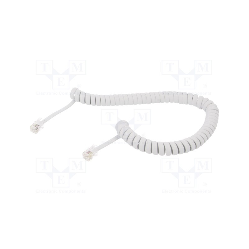 1 pcs x GEMBIRD - TC4P4CS-2M-W - Cable: telephone, coiled, RJ10 plug,both sides, white, 2m