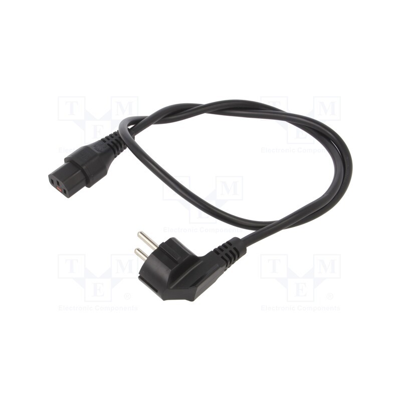 1 pcs x SCHAFFNER - IL13-EU1-H05-3100-100 - Cable, CEE 7/7 (E/F) plug angled,IEC C13 female, 1m, black, 10A
