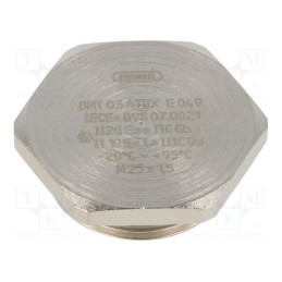 1 pcs x HUMMEL - 1.197.2500.50 - Stopper, M25, 1.5, IP68, brass, Plating: nickel, V-Ms-Ex, with seal