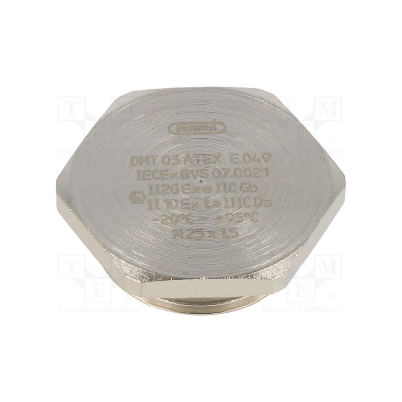 1 pcs x HUMMEL - 1.197.2500.50 - Stopper, M25, 1.5, IP68, brass, Plating: nickel, V-Ms-Ex, with seal