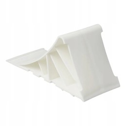 Strong, light wheel chock for camper trailers, etc., high quality, white