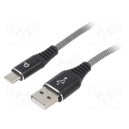1 pcs x GEMBIRD - CC-USB2B-AMCM-1M-BW - Cable, USB 2.0, USB A plug,USB C plug, gold-plated, 1m, black