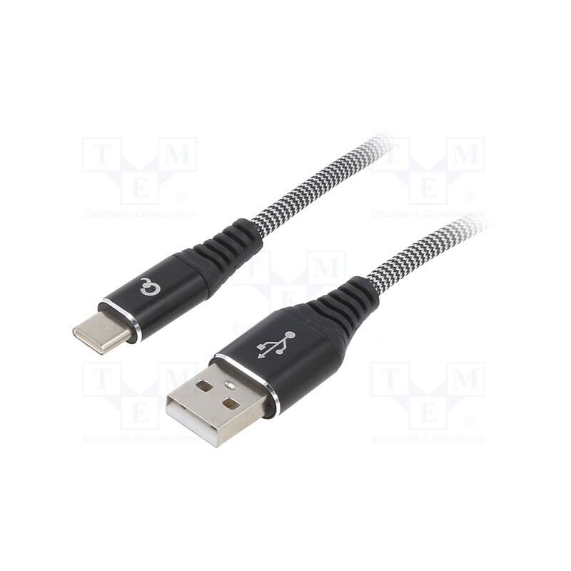 1 pcs x GEMBIRD - CC-USB2B-AMCM-1M-BW - Cable, USB 2.0, USB A plug,USB C plug, gold-plated, 1m, black