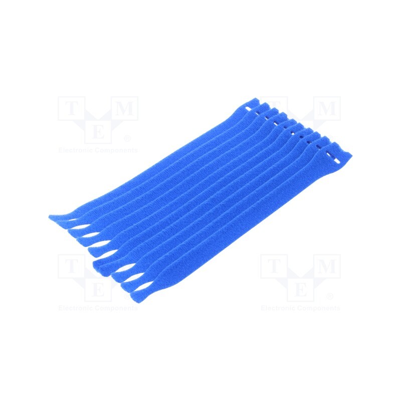1 pcg x HELLERMANNTYTON - 130-00018 - Hook and loop fastener, L: 200mm, W: 12.5mm, blue, 10pcs, -40÷85°C