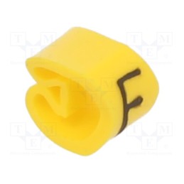 1 pcg x PARTEX - PA-10003AV40.F - Markers, Marking: F, 2.5÷5mm, PVC, yellow, -30÷60°C, leaded, PA-1