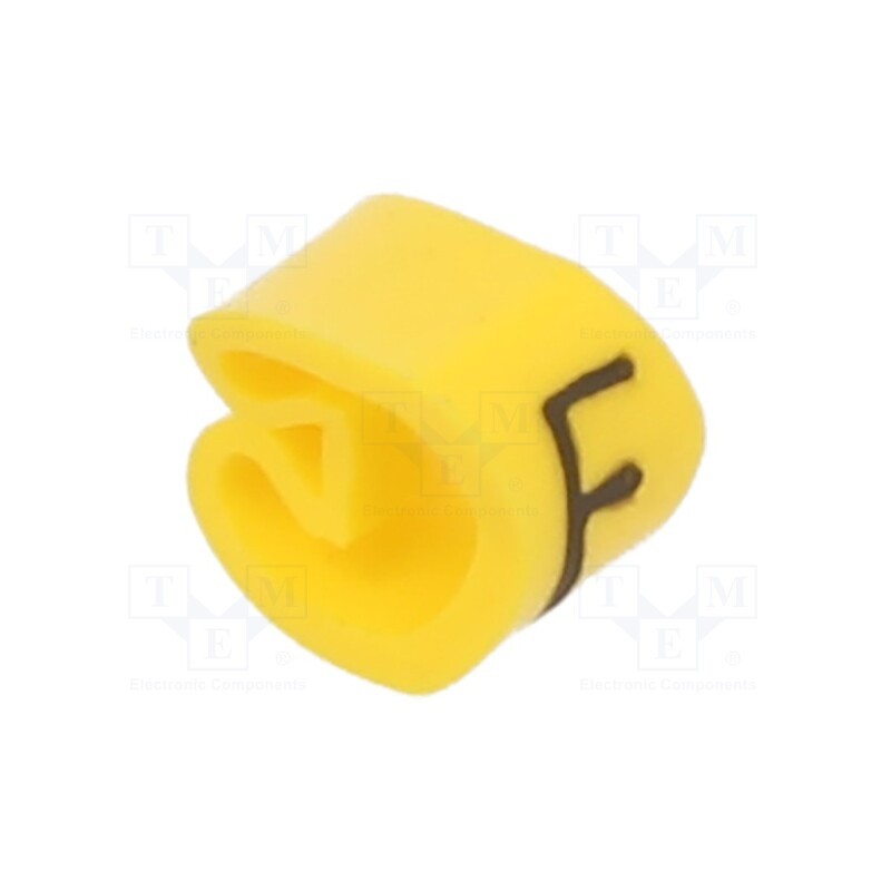 1 pcg x PARTEX - PA-10003AV40.F - Markers, Marking: F, 2.5÷5mm, PVC, yellow, -30÷60°C, leaded, PA-1