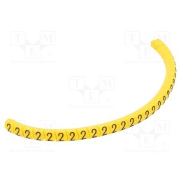 1 pcg x PARTEX - PA-02003PV40.2 - Markers, Marking: 2, 1.3÷3mm, PVC, yellow, -30÷60°C, leaded, PA-02