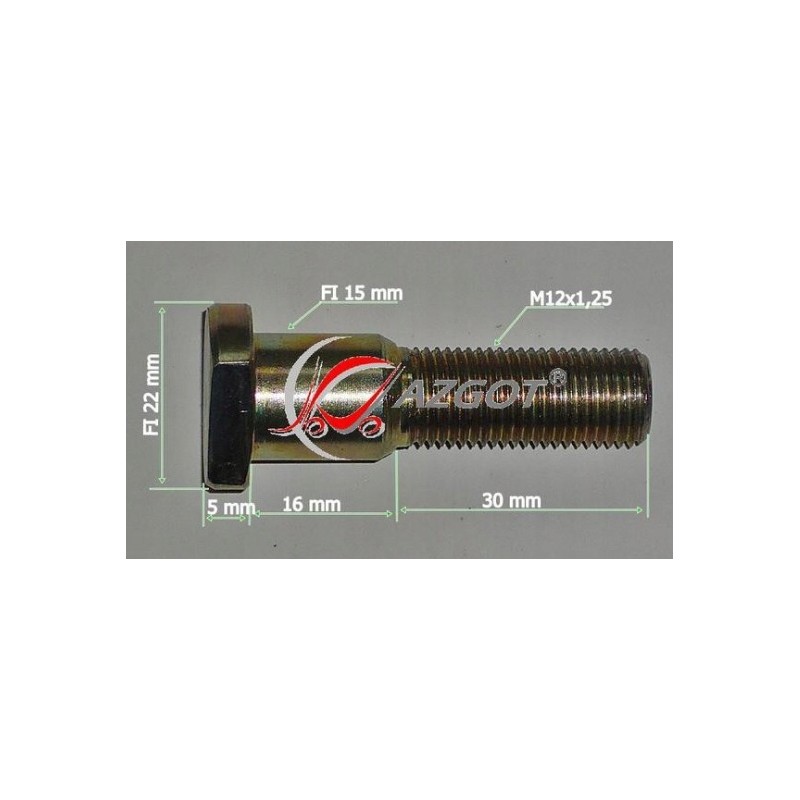 Front wheel bolt stud, frame 7a, 7b, one-sided