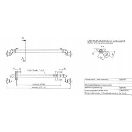 Unbraked trailer axle al ko 1000mm 100x4