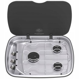 3-burner gas stove with glass cover