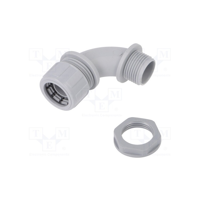 1 pcs x HELLERMANNTYTON - 166-40802 - 90° angled connector, Thread: metric,non-swivel,outside