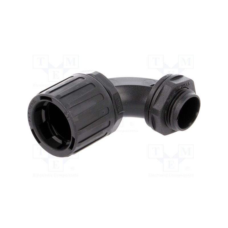 1 pcs x HELLERMANNTYTON - 166-22204 - 90° angled connector, Thread: metric,outside, polyamide, IP66