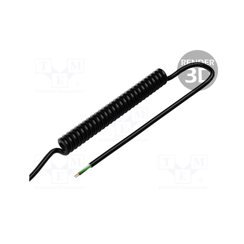 1 pcs x SIMECH - SPT00135C - Wire: coiled, 3x0.35mm2, unshielded, PUR, black, 300V, 0.2m, 0.8m