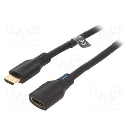 1 pcs x VENTION - AHBBF - Cable, HDMI 2.1, HDMI socket,HDMI plug, PVC, 1m, black, 28AWG