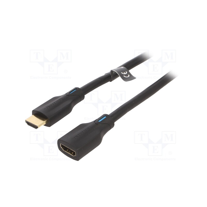 1 pcs x VENTION - AHBBF - Cable, HDMI 2.1, HDMI socket,HDMI plug, PVC, 1m, black, 28AWG