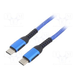 1 pcs x AKYGA - AK-USB-38 - Cable, USB 2.0, USB C plug,both sides, nickel plated, 1.8m, blue