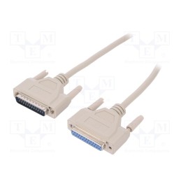 1 pcs x DIGITUS - AK-610201-030-E - Cable, D-Sub 25pin socket,D-Sub 25pin plug, 3m, beige, Core: Cu