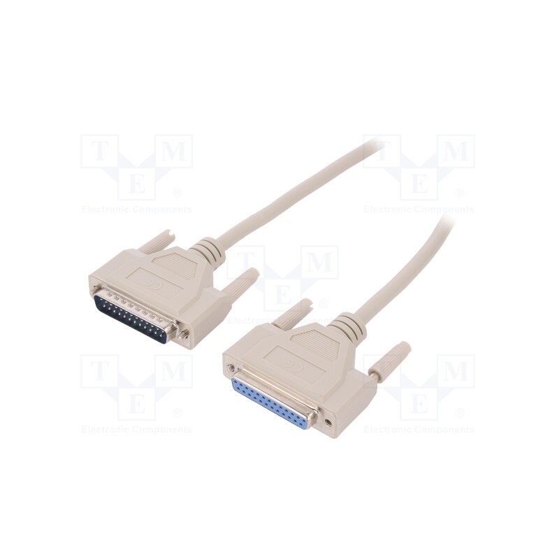 1 pcs x DIGITUS - AK-610201-030-E - Cable, D-Sub 25pin socket,D-Sub 25pin plug, 3m, beige, Core: Cu