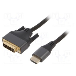1 pcs x GEMBIRD - CC-HDMI-DVI-4K-6 - Cable, DVI-D (18+1) plug,HDMI plug, textile, 1.8m, black