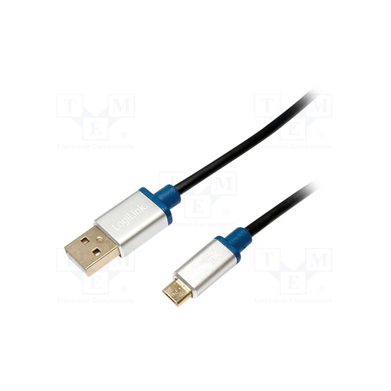 1 pcs x LOGILINK - BUAM210 - Cable, USB 2.0, USB A plug,USB B micro plug, 1m, black