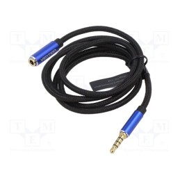 1 pcs x VENTION - BHCLJ - Cable, Jack 3.5mm 4pin socket,Jack 3,5mm 4pin plug, 5m, black