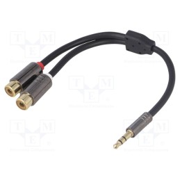 1 pcs x 4CARMEDIA - - - Cable, Jack 3.5mm 3pin plug,RCA socket x2, 0.2m, black