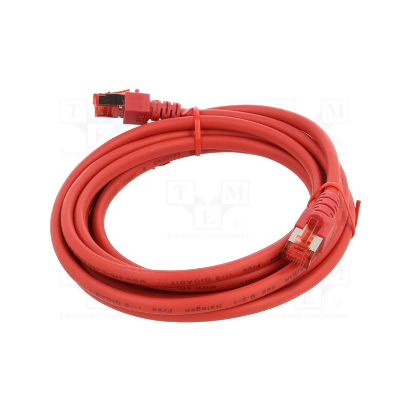 1 pcs x HELUKABEL - 802994 - Patch cord, S/FTP, 6, stranded, Cu, LSZH, red, 3m, 27AWG