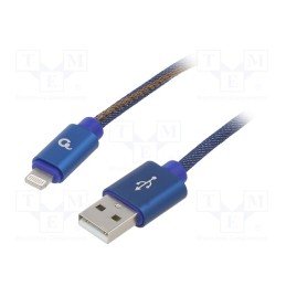 1 pcs x GEMBIRD - CC-USB2J-AMLM-2M-BL - Cable, USB 2.0, Apple Lightning plug,USB A plug, gold-plated, 2m