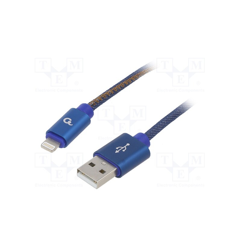 1 pcs x GEMBIRD - CC-USB2J-AMLM-2M-BL - Cable, USB 2.0, Apple Lightning plug,USB A plug, gold-plated, 2m