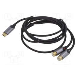 1 pcs x VENTION - BGVHG - Cable, RCA socket x2,USB C plug, gold-plated, 1.5m, black, 29AWG