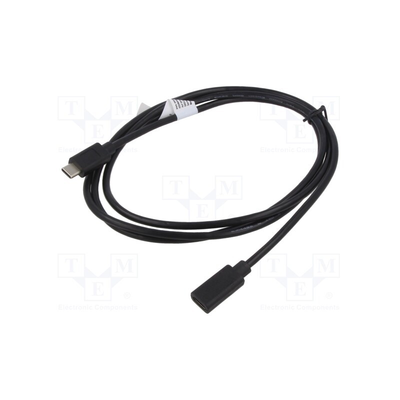 1 pcs x DIGITUS - AK-300210-020-S - Cable, USB 2.0, USB C socket,USB C plug, nickel plated, 2m, black