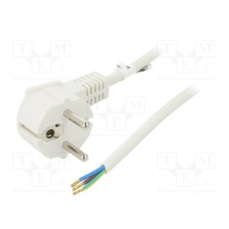 1 pcs x Goobay - 93313 - Cable, CEE 7/7 (E/F) plug angled,wires, PVC, 5m, white, 10A, 250V