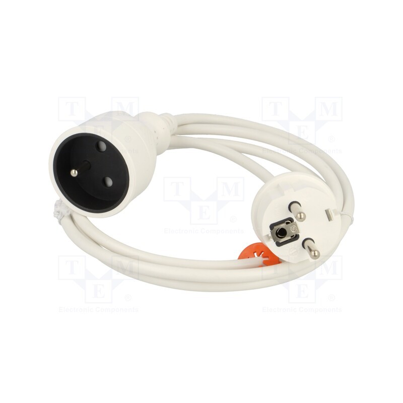 1 pcs x KEL - W-97411 - Extension lead, 3x1mm2, Sockets: 1, PVC, white, 1.5m, 10A, STANDARD