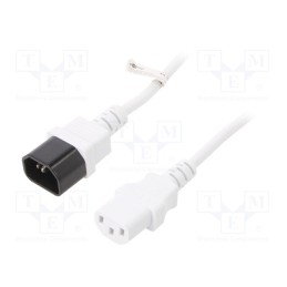 1 pcs x Goobay - 97584 - Cable, IEC C13 female,IEC C14 male, PVC, 2m, white, 10A, 250V