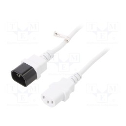 1 pcs x Goobay - 97582 - Cable, IEC C13 female,IEC C14 male, PVC, 1m, white, 10A, 250V