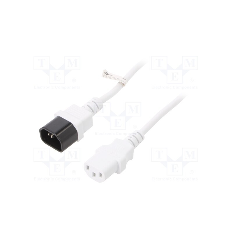 1 pcs x Goobay - 97582 - Cable, IEC C13 female,IEC C14 male, PVC, 1m, white, 10A, 250V