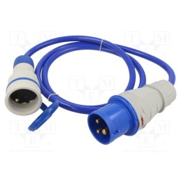 1 pcs x KEL - W-99942 - Extension lead, 3x2.5mm2, Sockets: 1, PUR, blue, 1.5m, 16A