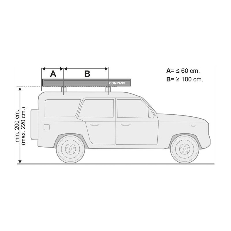 Sun visor 220cm black fiamma