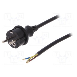 1 pcs x PLASTROL - W-98382 - Cable, 3x1.5mm2, CEE 7/7 (E/F) plug,wires,SCHUKO plug, PVC, 2m