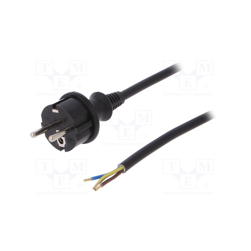 1 pcs x PLASTROL - W-98382 - Cable, 3x1.5mm2, CEE 7/7 (E/F) plug,wires,SCHUKO plug, PVC, 2m