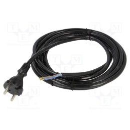1 pcs x PLASTROL - W-98580 - Cable, 2x1.5mm2, CEE 7/17 (C) plug,wires, PUR, 4m, black, 16A, 230V