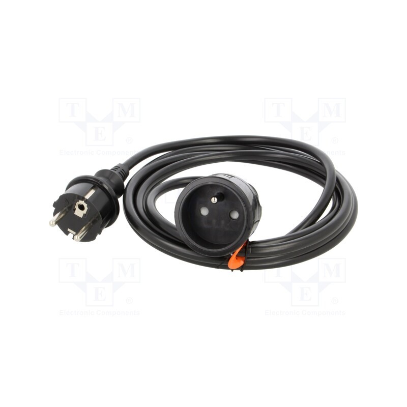 1 pcs x KEL - W-98434 - Extension lead, 3x1.5mm2, Sockets: 1, PVC, black, 3m, 16A, STANDARD