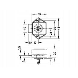 Push lock mini white furniture lock without rosette fawo