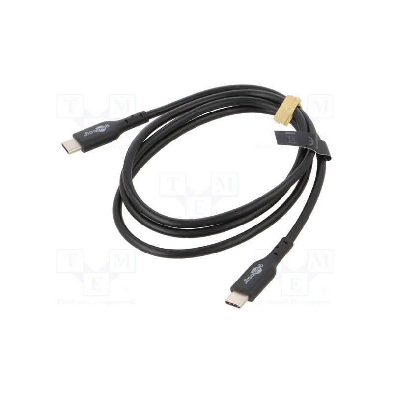 1 pcs x Goobay - 61717 - Cable, USB 2.0, USB C plug,both sides, 1m, black, Core: Cu,tinned