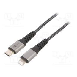 1 pcs x Goobay - 49272 - Cable, USB 2.0, Apple Lightning plug,USB C plug, 2m, black, 87W