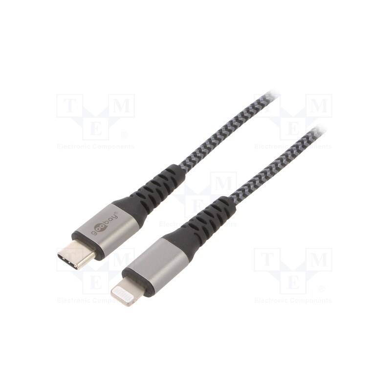 1 pcs x Goobay - 49272 - Cable, USB 2.0, Apple Lightning plug,USB C plug, 2m, black, 87W