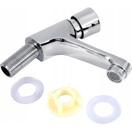 Self-closing dispensing tap with single handle, chrome-plated