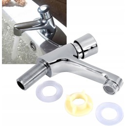 Self-closing dispensing tap with single handle, chrome-plated