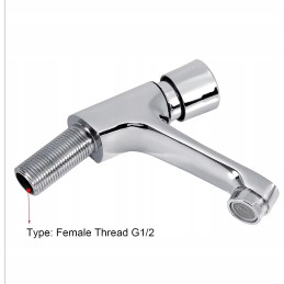 Self-closing dispensing tap with single handle, chrome-plated