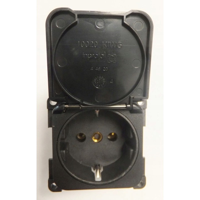 C-line socket, schuko modular, black cover, haba in the shaft